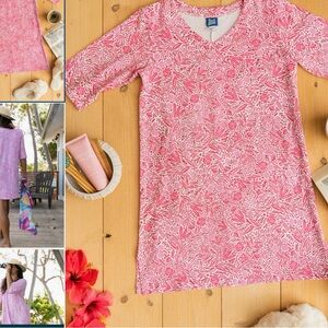 Ripskirt Hawaii Pink and White Floral Sleep Shirt/Mini Dress